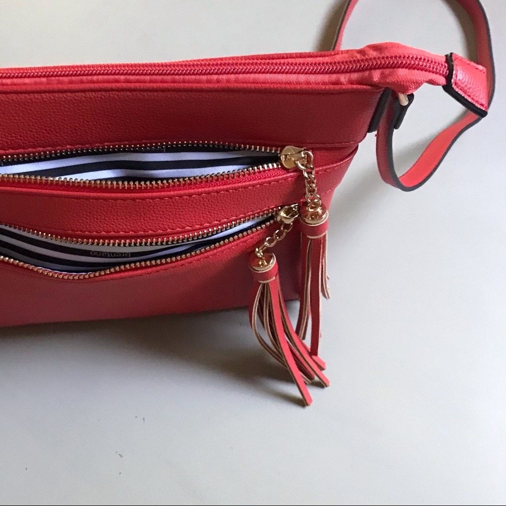 BBRENTANO Vibrant Faux Leather Gold Zip Hardware Tassel Accents Shoulder Bag - Picture 4 of 6